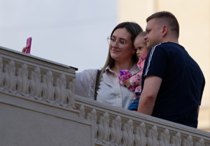 Young family taking a selfie